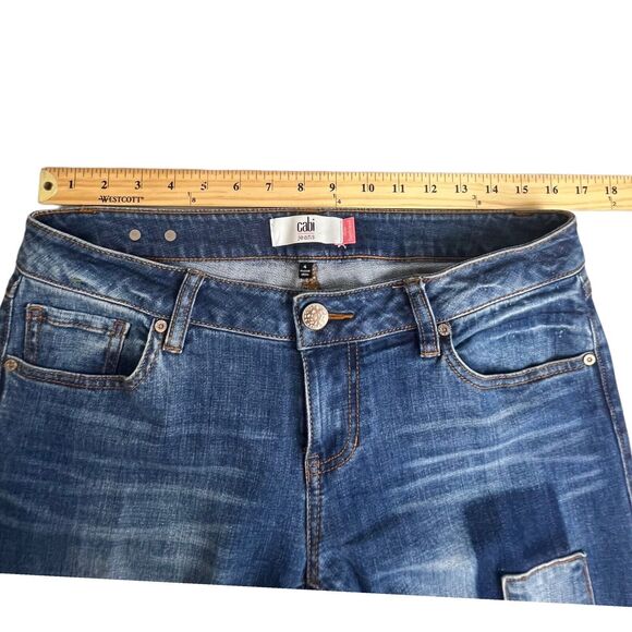 Cabi Womens Dark Wash Low Rise Patch Work Slim Boyfriend Jeans 4 - Picture 5 of 8